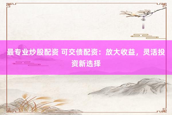 最专业炒股配资 可交债配资：放大收益，灵活投资新选择