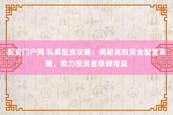 配资门户网 私募配资攻略：揭秘高效资金配置策略，助力投资者稳健增益