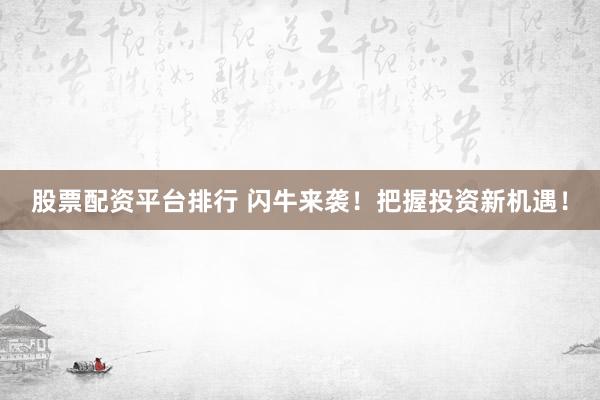 股票配资平台排行 闪牛来袭！把握投资新机遇！