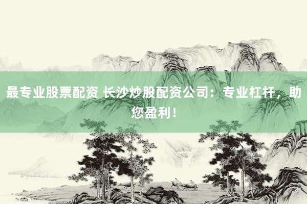 最专业股票配资 长沙炒股配资公司：专业杠杆，助您盈利！