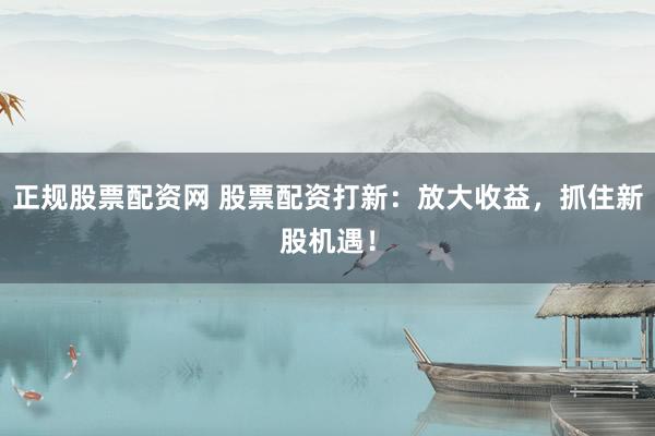 正规股票配资网 股票配资打新：放大收益，抓住新股机遇！