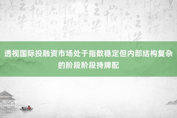 透视国际投融资市场处于指数稳定但内部结构复杂的阶段阶段持牌配