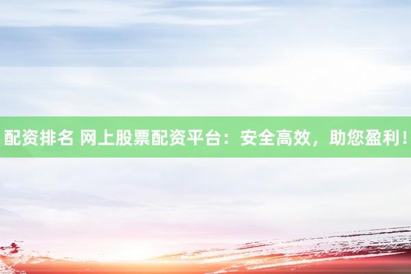 配资排名 网上股票配资平台:安全高效,助您盈利!
