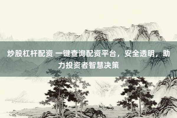 炒股杠杆配资 一键查询配资平台，安全透明，助力投资者智慧决策