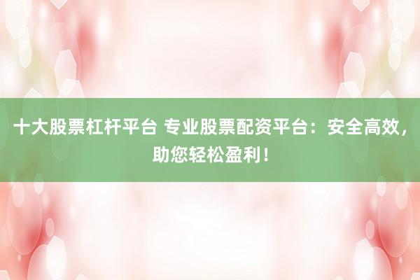 十大股票杠杆平台 专业股票配资平台:安全高效,助您轻松盈利!
