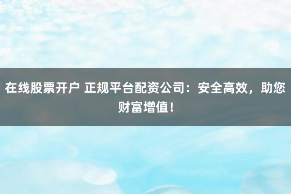 在线股票开户 正规平台配资公司：安全高效，助您财富增值！