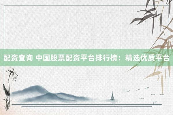 配资查询 中国股票配资平台排行榜：精选优质平台