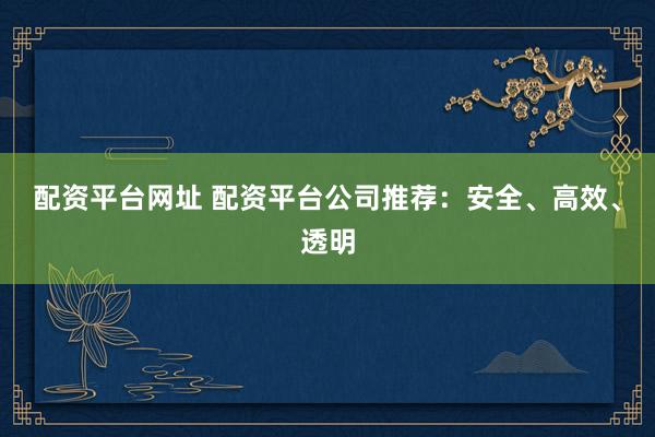 配资平台网址 配资平台公司推荐：安全、高效、透明